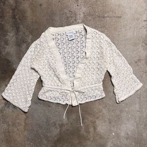 Vintage Y2K George Cream Knit Tie sweater Top